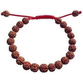 Rudraksha Beads Wrist Bracelet for Meditation Yoga 8mm Size Adjustable Bracetel, Small, Brown