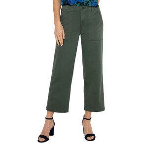 Liverpool Women's Cargo Mid-Rise Crop Wide Leg Soft Touch Twill
