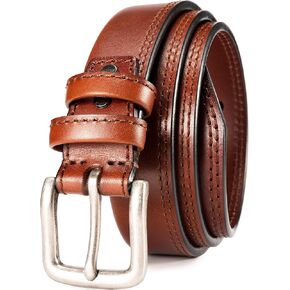 WOLFANT Thicken Heavy Duty Leather Gun Belt for Men,100% Italian Real Solid Full Grain Leather