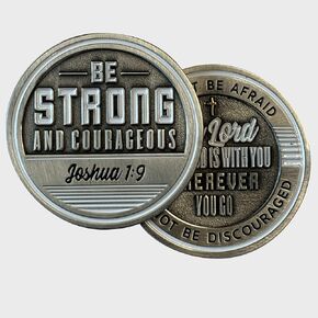 Bible Verse Challenge Coin - Joshua 1:9 (Silver) in Saudi Arabia