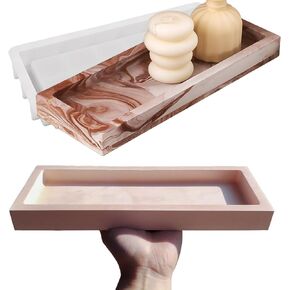 Wehous Large Tray Mold with Edges, 12.3in Rectangular Resin Concrete Storage Tray Mold, Big Container Plate Candle Holder Silicone Molds for Epoxy Resin, DIY Resin Cement Plaster Art Craft Home Decor