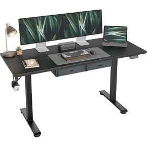 Standing Desk with 2 Drawers, Adjustable Height Electric Desk with Storage, 63 x 24 Inches Sit Stand Up Computer Table for Work Office Home, Black