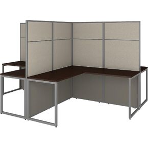 Bush Business Furniture Easy Office 4 Person L Shaped Cubicle Desk Workstation with 66H Panels, 60W x 66H, Mocha Cherry