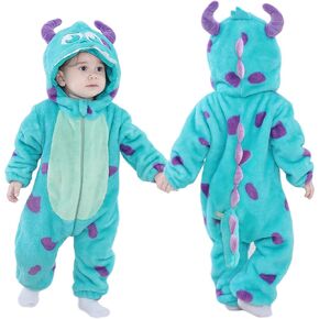 Unisex Baby Flannel Romper Animal Onesie Costume Hooded Cartoon Outfit Suit