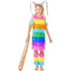 MISS FANTASY Pinata Costume for Kids - Bright Multicolor Animal Costume for Boys & Girls Halloween Party Cosplay