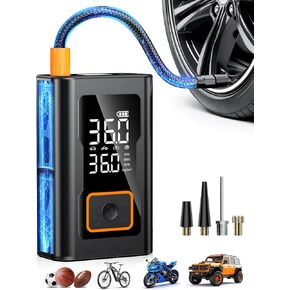 Tire Inflator Portable Air Compressor,150 PSI Bike Tire Pump - Compact Air Pump for Car Tires,Bicycle,Motorcycle,Ball,Rechargeable Tire Inflator with Digital Pressure Gauge and LED Lighth