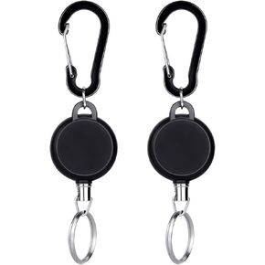 Retractable Keychain 5 Pack Heavy Duty Key Fob Badge Reel Holder with Multitool Carabiner Clip and Key Ring for Id Holders and Lanyards (B)