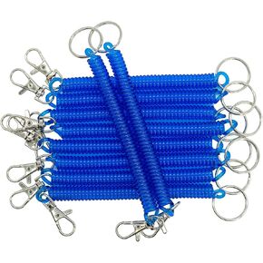 StayMax Retractable Coil Springs Keychain Coil Cord Key Chain Holder Lanyard 10 Pack (Black)