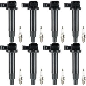 Ignition Coil Pack + Iridium Spark Plugs for Lexus GS430 01-07, GX470 03-09, LS430 01-06, LX470 98-07, SC430 02-10; Toyota 4Runner 03-09, Land Cruiser 98-07, Sequoia 01-09, Tundra 00-09, 8 Sets