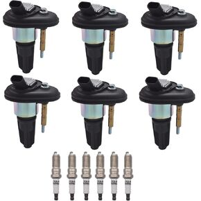 Ignition Coil Pack Iridium Spark Plug UF303 C1395 Set of 6 Compatible with Buick Chevrolet GMC Hummer Canyon Colorado Trailblazer Envoy Rainer