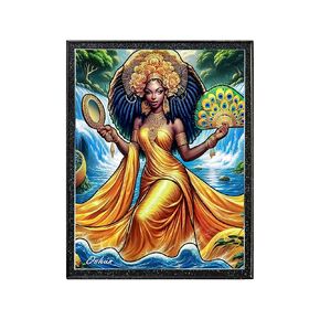 Ochun Orisha Diosa del Amor. Cuadro con Marco de Ochún.Framed 5x7 Artwork of Oshun ready to decor you home.Oshun is the Orishá of love and is typically associated with sensuality and fertility.