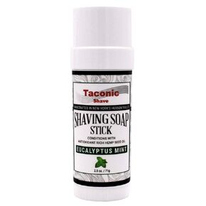 Taconic Shave Eucalyptus Mint Scent Shaving Soap Stick with Premium Antioxidant-rich Hemp Seed Oil, Creates a Rich Lather with your Shave Brush for a luxurious shave, 2.5 oz/ 71 gm