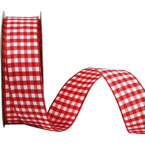 LaRibbons Black and White Plaid Ribbon Wired, 1 1/2 Inches x 50 Yards Buffalo Plaid Ribbon for Christmas Gift Wrapping, Farmhouse Craft, Wreath, Xmas Tree Bow Decoration