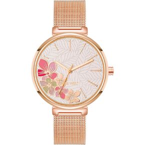 Nine West Women's Floral Dial Mesh Bracelet Watch