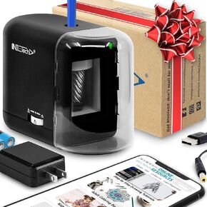 Electric Pencil Sharpener - Includes Drawing Tutorials Online Library. Portable Heavy Duty Multi Powered AC Plug in and Battery Operated. for Artist, Art Classroom, Office, Small Kids