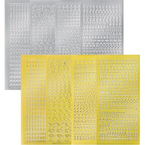Molain 8 Sheets Mini Alphanumeric Handbook Stickers, Gloden Silver Mix Alphabet Butterfly Number Stamping Self-Adhesive Stickers for Epoxy Resin Casting Decoration DIY Crafts Scrapbook in Saudi Arabia