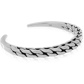 VY JEWELRY SILVER VECTOR – Solid 925 Sterling Silver Cuff Bracelet for Men - Made in Thailand