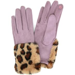 قفازات Me Plus Fashion النسائية الشتوية الأنيقة بطباعة جلد الفهد الصناعي التي تعمل باللمس (أساور من الفرو الصناعي الفهد - Mave)، مقاس واحد (للنساء مقاس XS / S / M) in Kuwait