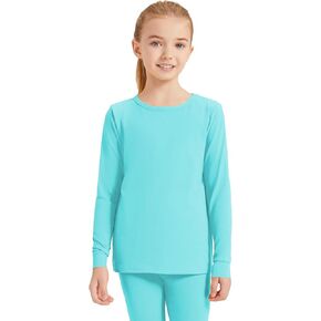 Girls' Basic Soft Long Sleeve Round Neck Cotton T-Shirt Kids Solid Tee Tops for Toddler to Youth 3-12 Years