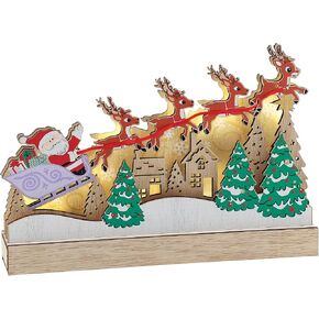 Department 56 Flourish Rudolph The Red-Nosed Reindeer and Santa in Sleigh Lit Mantle Decor, 9 Inch, Multicolor