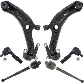 TRQ Front Steering & Suspension Kit Control Arm with Ball Joint Tie Rod Compatible with 2007-2008 Honda Fit