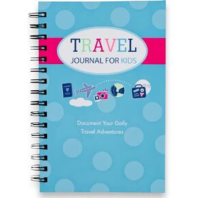 Kahootie Co Travel Journal for Kids, Fun and Easy Way to Document Several Vacations in One Journal, Memorable Keepsake, Creative Writing Tool for Kids, Spiral Bound, Hard Cover in Teal and Pink