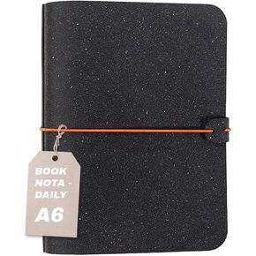 Book NOTA Recycled Leather Magnetic Binder Journal Notebook, Refillable Writing Planners for Professional Work and Customizable Use, Suitable for A6 Paper, Best Gift Choice, 5.3" x 6.9" - Daily
