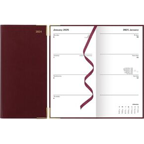 Letts of London Classic Slim Week to View Planner with Monthly Planners, 8.63-inch Length, Burgundy, Office and School Supplies