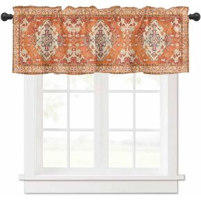 Boho Valances for Windows Bohemia Rod Pocket Valance Window Treatments Tribal Vintage Rustic Fall Burnt Orange Short Curtains for Kitchen Windows Bathroom Bedroom 42 x 12 inch