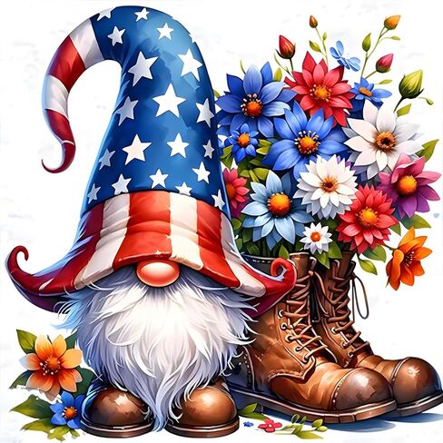 clakinla جنوم الماس الفن مجموعات الرسم للبالغين، 5d الأحذية الزهور الماس الفن مجموعات الرسم للمبتدئين، جنوم الماس النقاط الوطنية اللوحة لديكور جدار المنزل 12x12 بوصة in Kuwait