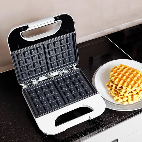 اطبخ باستخدام صانعة الوافل الملونة - 750 وات، ألواح غير لاصقة، سهلة التنظيف، مبيت بارد الملمس وأقدام مقاومة للانزلاق، رمادي in Kuwait