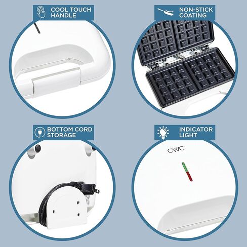 اطبخ باستخدام صانعة الوافل الملونة - 750 وات، ألواح غير لاصقة، سهلة التنظيف، مبيت بارد الملمس وأقدام مقاومة للانزلاق، رمادي in Kuwait