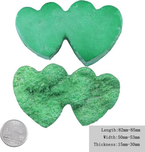 Amogeeli Titanium Coated Double Heart Shaped Rock Crystal Cluster, Stone Decoration for Home & Office in Saudi Arabia