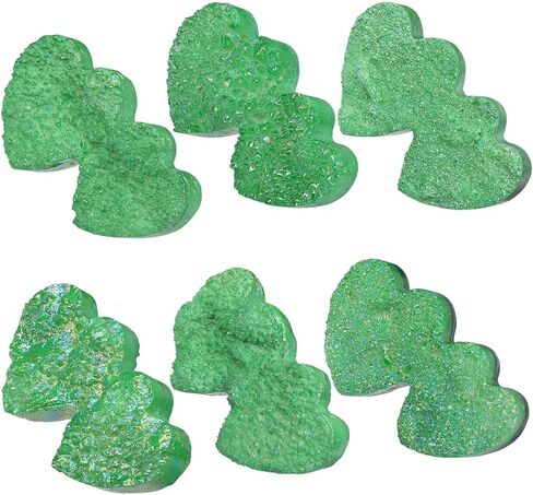 Amogeeli Titanium Coated Double Heart Shaped Rock Crystal Cluster, Stone Decoration for Home & Office in Saudi Arabia