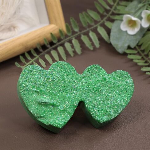 Amogeeli Titanium Coated Double Heart Shaped Rock Crystal Cluster, Stone Decoration for Home & Office in Saudi Arabia