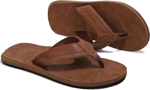 AX BOXING Mens Flip Flops Leather Thong Sandals Casual Comfort Slides Slippers in Kuwait