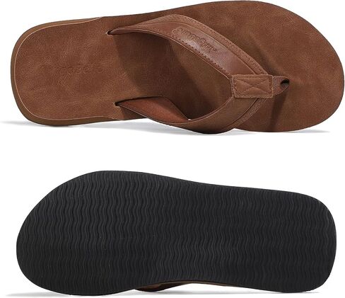 AX BOXING Mens Flip Flops Leather Thong Sandals Casual Comfort Slides Slippers in Kuwait