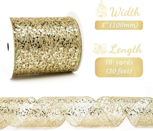Teal Glitter Mesh Wired Ribbon 4" X 10 Yards Webbed Teal Sequin and Glitter Christmas Ribbon for Tree Decoration, Garlands and Swags, Home Decor, Craft Projects, Wreath Supplies in Saudi Arabia