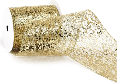 Teal Glitter Mesh Wired Ribbon 4" X 10 Yards Webbed Teal Sequin and Glitter Christmas Ribbon for Tree Decoration, Garlands and Swags, Home Decor, Craft Projects, Wreath Supplies in Saudi Arabia