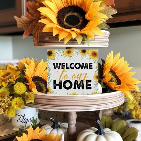 عباد الشمس المنزل الحلو المنزل صندوق خشبي علامة الفن ديكور مكتب مزرعة كتلة خشبية علامة ديكور للمنزل غرفة نوم غرفة المعيشة مدخل الرف الجدار in Kuwait