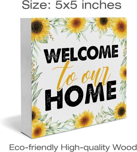 عباد الشمس المنزل الحلو المنزل صندوق خشبي علامة الفن ديكور مكتب مزرعة كتلة خشبية علامة ديكور للمنزل غرفة نوم غرفة المعيشة مدخل الرف الجدار in Kuwait