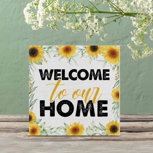 عباد الشمس المنزل الحلو المنزل صندوق خشبي علامة الفن ديكور مكتب مزرعة كتلة خشبية علامة ديكور للمنزل غرفة نوم غرفة المعيشة مدخل الرف الجدار in Kuwait