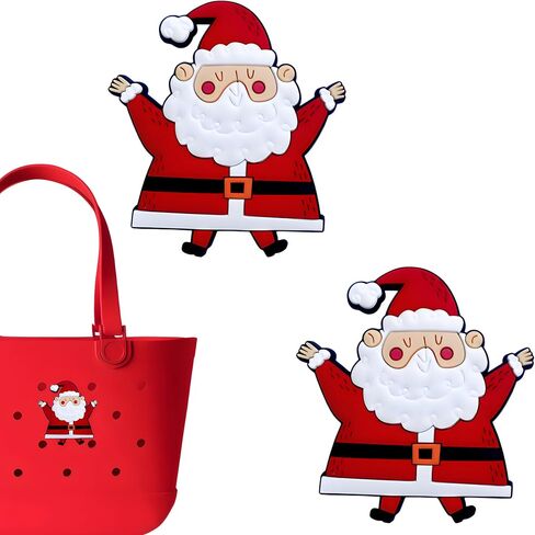 Premium Christmas Santa Claus Charms for Bogg Bag, Christmas - Themed, Compatible with Simply Southern Beach Tote, 2 Pcs Beach Bag Charms Rubber Inserts Accessories for Women Girls (Santa Claus) in Saudi Arabia