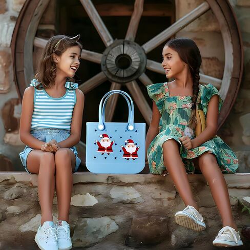 Premium Christmas Santa Claus Charms for Bogg Bag, Christmas - Themed, Compatible with Simply Southern Beach Tote, 2 Pcs Beach Bag Charms Rubber Inserts Accessories for Women Girls (Santa Claus) in Saudi Arabia