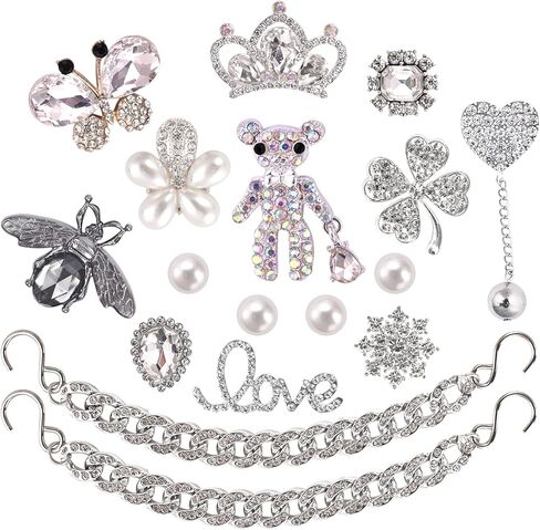 Bling Shoe Charms For Croc Shoe Sandals Bracelet Wristband,Fashion Crystal Rhinestone Shoe Decoration Pins for Women Party Favors Birthday Gifts in Kuwait