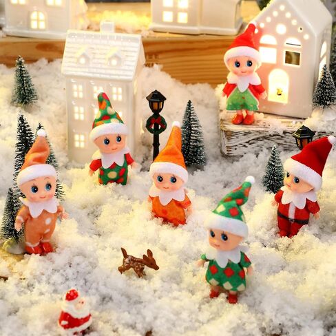 6 Pieces Christmas Elf Baby Dolls Miniature Elf Toys Christmas Decorations Stocking Stuffers Xmas New Year Advent Calendars(Lovely Style) in Saudi Arabia