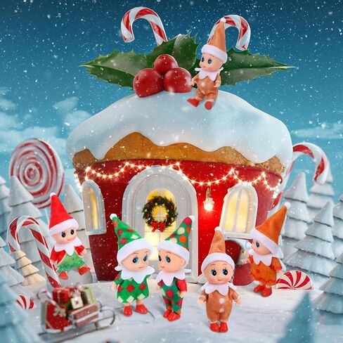6 Pieces Christmas Elf Baby Dolls Miniature Elf Toys Christmas Decorations Stocking Stuffers Xmas New Year Advent Calendars(Lovely Style) in Saudi Arabia