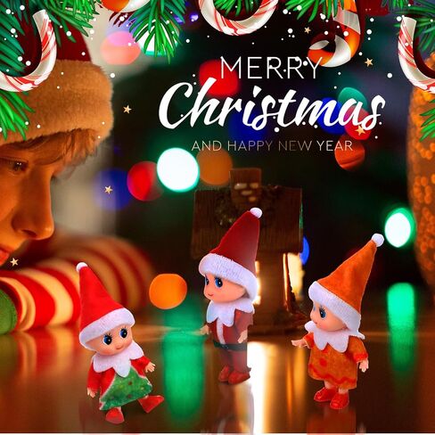 6 Pieces Christmas Elf Baby Dolls Miniature Elf Toys Christmas Decorations Stocking Stuffers Xmas New Year Advent Calendars(Lovely Style) in Saudi Arabia