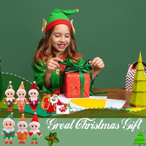 6 Pieces Christmas Elf Baby Dolls Miniature Elf Toys Christmas Decorations Stocking Stuffers Xmas New Year Advent Calendars(Lovely Style) in Saudi Arabia