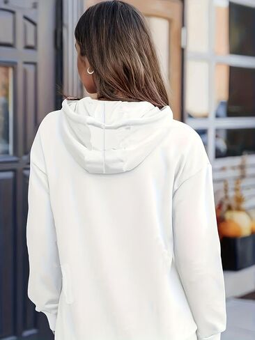Women Hoodies Pullover Casual Thin Sweatshirts with Pockets Loose Fit Long Sleeve Drawstring Design Hoody Sweatshirt in Saudi Arabia